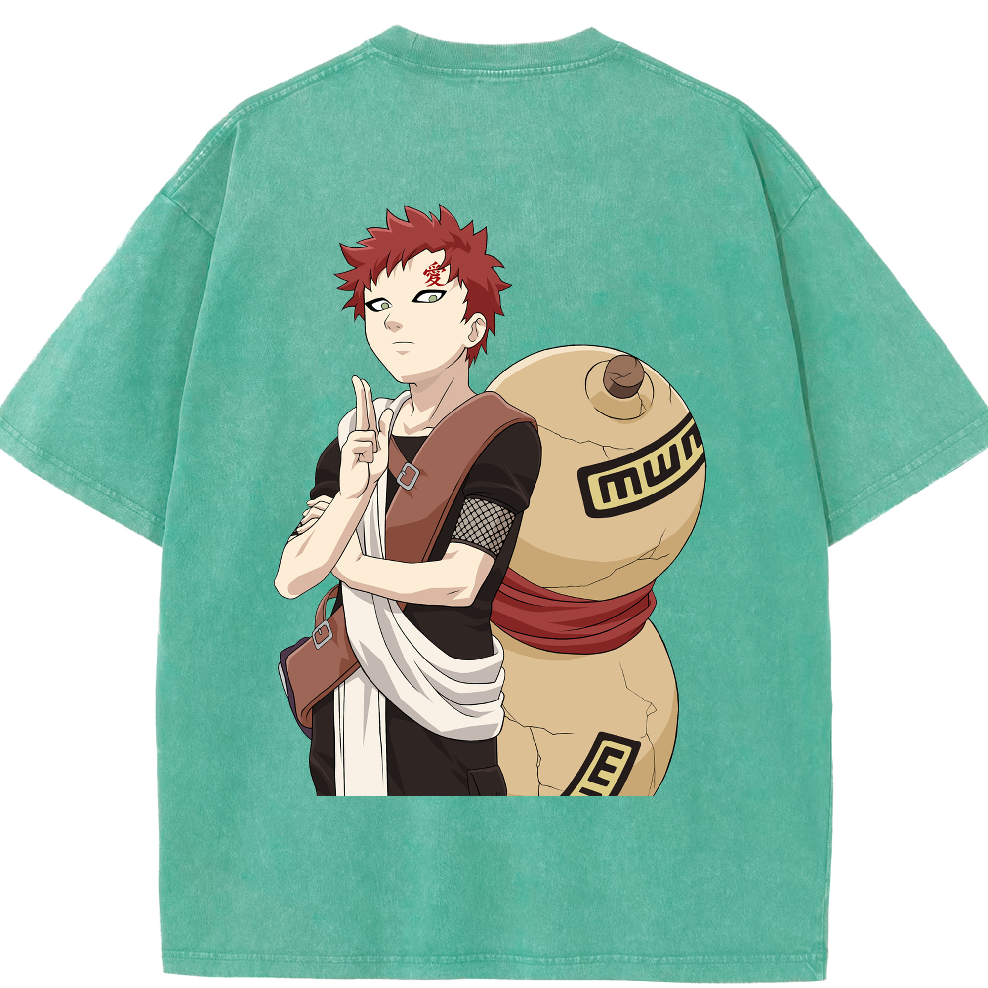 （画像用） NARUTO -ナルト- ガアラ Gaara 綿100% ヴィンテージ風 半袖Tシャツ（背面プリント）